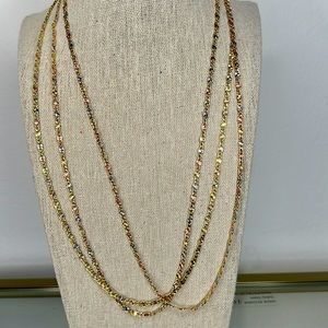 Three color 18K gold plated necklace (22”)